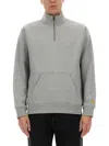 Carhartt Half Zipper Sweatshirt Ribbed Cuffs In Gray