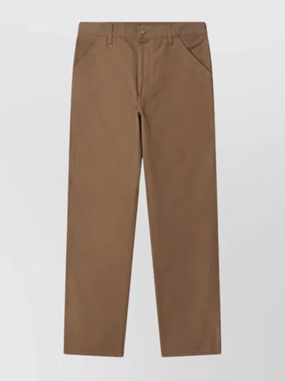 Carhartt Hamilton Organic Cotton Trousers With Knee Patch In Brown