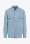 Carhartt Harvey Shirt With Long Sleeves And Pointed Collar In Blue