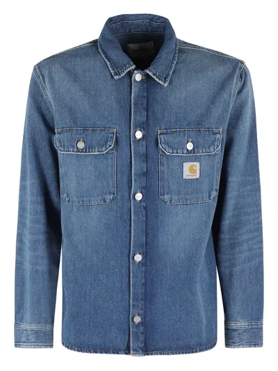 Carhartt Harvey Pocket-detail Button-fastening Overshirt In Blue