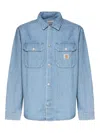 Carhartt Harvey Shirt With Long Sleeves And Pointed Collar In Denim