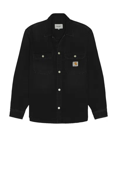 Carhartt Harvey Shirt Jacket In Dark Used Wash Black