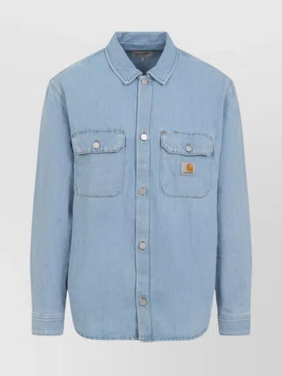 Carhartt Harvey Shirt With Long Sleeves And Pointed Collar In Blue