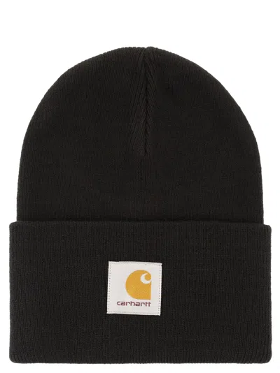 Carhartt Hat With Turn-up And Logo Label In Black