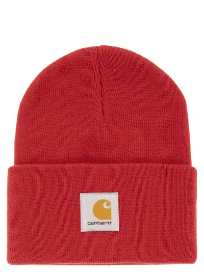 Carhartt Hat With Turn-up And Logo Label In Red