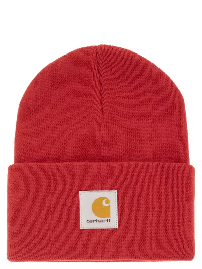 Carhartt Hat With Turn-up And Logo Label In Red