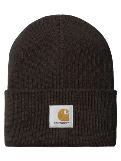 Carhartt Hat With Turn-up And Logo Label In Brown