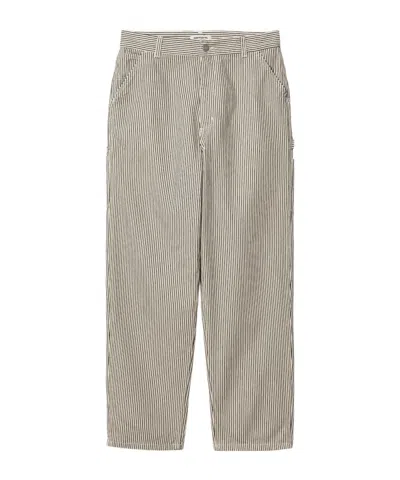 Carhartt Haywood Striped-pattern Cotton Trousers In Gray
