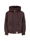 Carhartt Medium-weight Nylon Bomber Jacket With Detachable Fleece Flap In Burgundy