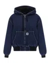Carhartt Heavy Cotton Denim Jacket With Fleece Lining In Blue