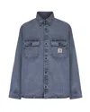 Carhartt Heavy Denim Button-up Shirt With Chest Pockets In Blue