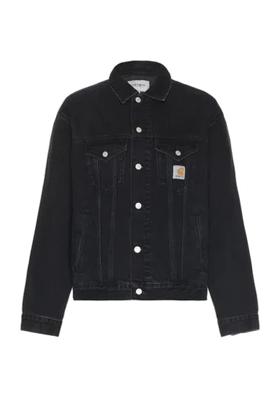 Carhartt Black Helston Denim Jacket In Black Stone Washed