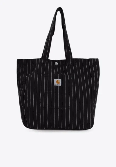 Carhartt Hendry Pinstriped Canvas Tote Bag In Black