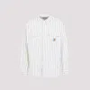 Carhartt Striped Cotton Shirt With Pockets And Collar In Wax Dark Navy