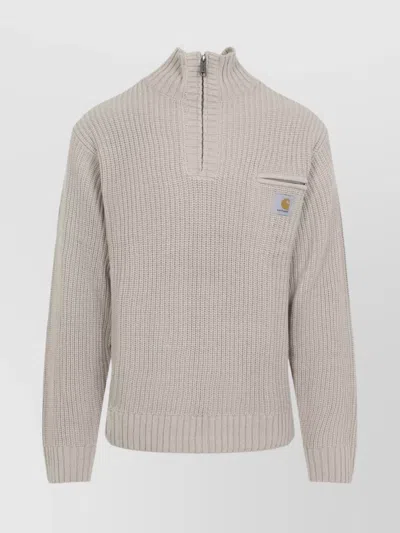 CARHARTT HIGH COLLAR WAFFLE KNIT HALF ZIP SWEATER