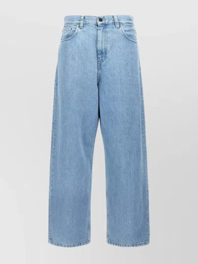 Carhartt Denim Trousers Are Pasted On The Back Logo. In Blue