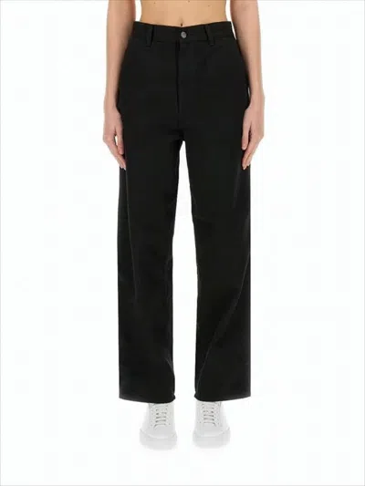 Carhartt High-waisted Black Straight-leg Pants In White