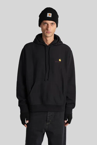 Carhartt Hooded American Scri Sweatshirt In Black Cotton In Multi
