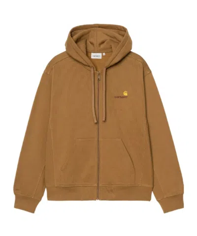 Carhartt Hooded American Script Jacket In Brown