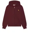 Carhartt Hooded American Script Jacket In Malbec