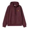 Carhartt Hooded American Script Sweat In Burgundy