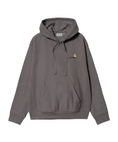 Carhartt Hooded American Script Sweatshirt In Gray