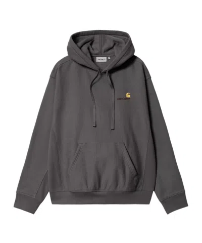 Carhartt Hooded American Script Sweatshirt In Gray