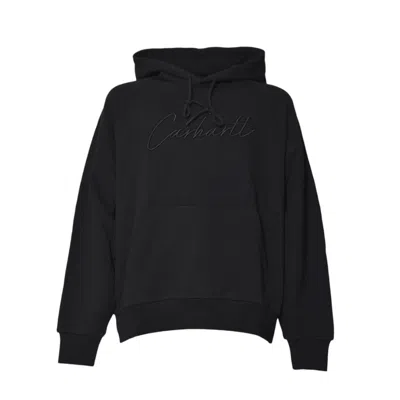 CARHARTT HOODED BLACK SWEATSHIRT WITH RIBBON DRAWSTRING AND KANGAROO POCKET