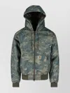 Carhartt Hooded Camouflage Jacket With Ribbed Cuffs And Hem In Green