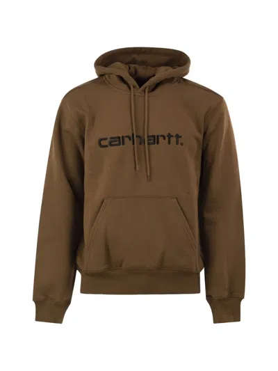 Carhartt Wip Hoodie With Embroidered Logo In Brown
