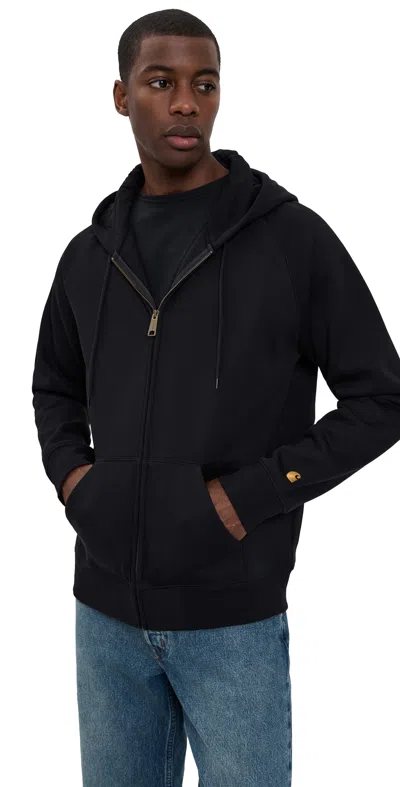 CARHARTT HOODED CHASE FULL ZIP SWEATSHIRT BLACK / GOLD