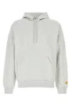 Carhartt Melange Light Grey Cotton Blend Hooded Chase Sweat