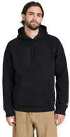 Carhartt Wip Cotton-blend Hoodie With Logo Print In Black/gold