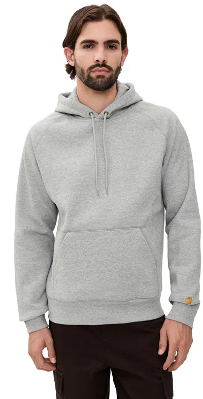 Carhartt Hooded Chase Sweatshirt Heather Grey In Gray