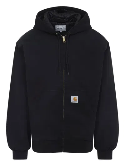 Carhartt Hooded Cotton Jacket In Blue