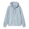 Carhartt Hooded Duster Script Jacket In Gd Misty Sky