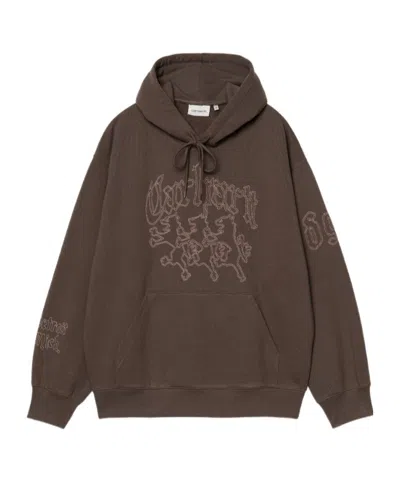 Carhartt Hooded Hackwork Sweatshirt In Brown