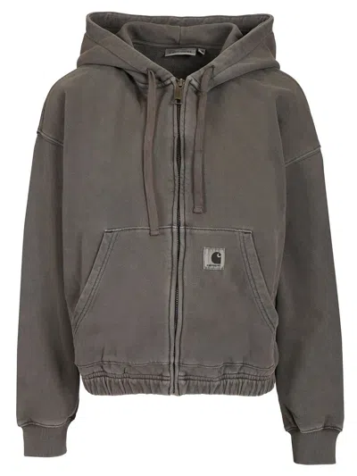Carhartt Hooded Hoggard Jacket Cotton Sweat Jackets Black In Gray