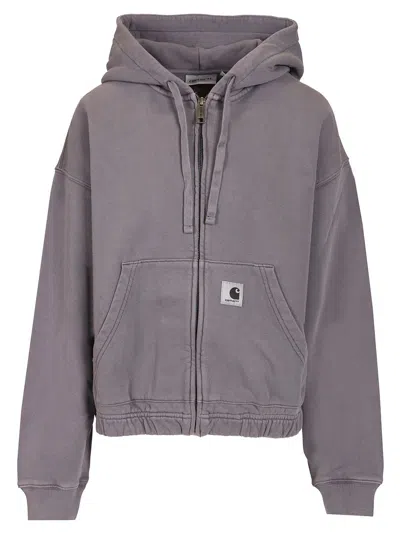 Carhartt Hooded Hoggard Jacket Cotton Sweat Jackets Violet In Gray