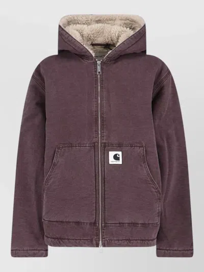 Carhartt Hooded Jacket Casual Style Front Pockets In Purple
