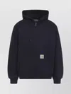 Carhartt Hooded Jacket With Pockets And Ribbed Finish In Blue