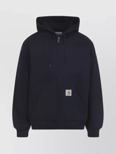 CARHARTT HOODED JACKET WITH POCKETS AND RIBBED FINISH