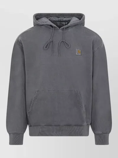 Carhartt Hooded Nelson Cotton Sweatshirt Kangaroo Pocket In Gray