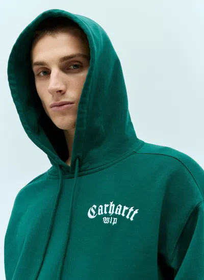 Carhartt Hooded Onyx Script Sweatshirt In Green