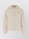 Carhartt Hooded Script Cotton Sweatshirt Pockets In Nude