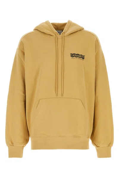 Carhartt Mustard Cotton Hooded Stamp Sweat In Yellow