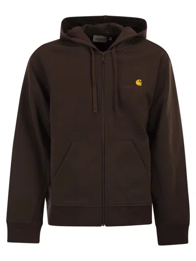 Carhartt Hooded Sweatshirt With Embroidered Logo In Brown