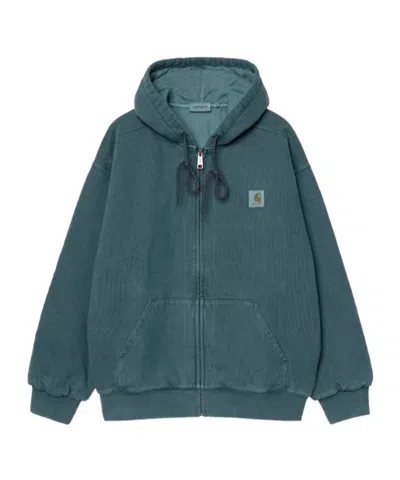 Carhartt Vista Zip-fastening Hooded Sweatshirt In Blue