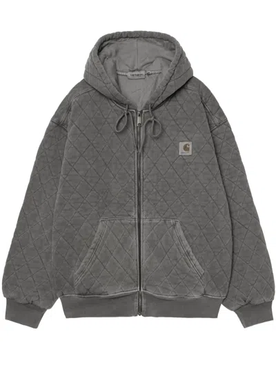 Carhartt Hooded Vista Quilted Sweat Jacket In Gray