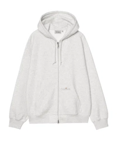 Carhartt Hooded Wip Label Sweat Jacket In White